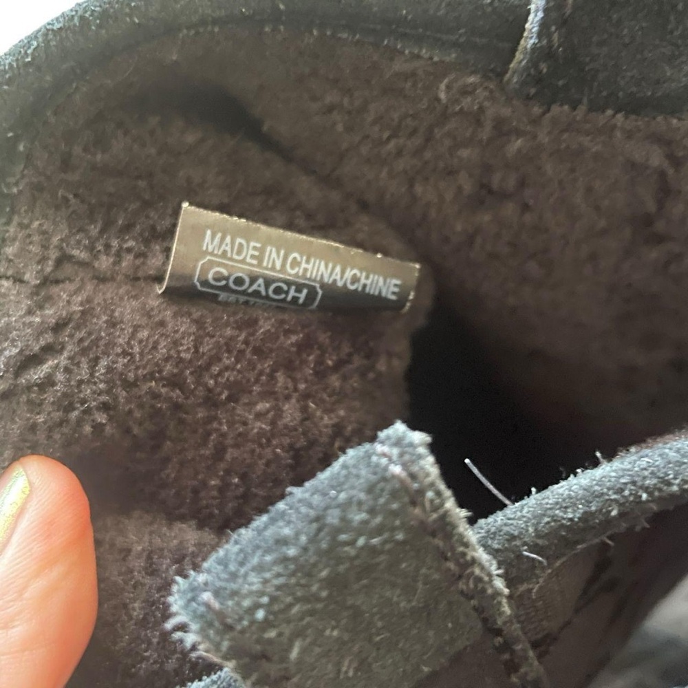 Coach Logo Boots Black Suede Canvass Monogram Mid-Calf‎ "Tullip" Women's 6.5 - Picture 5 of 7